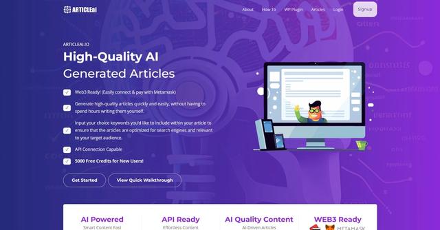 Articleai - Content generation tool designed to create high-quality SEO articles efficiently and quickly.
