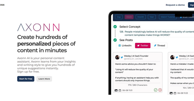 Axonn - Content assistant that creates personalized and high-performing content in minutes.
