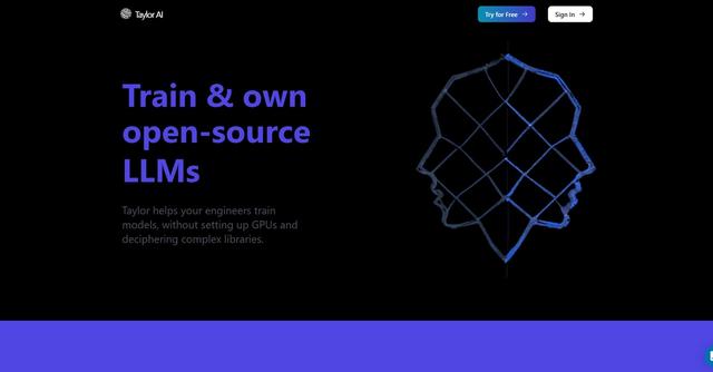 Taylor AI - Train and own open-source language models, freeing them from complex setups and data privacy concerns.