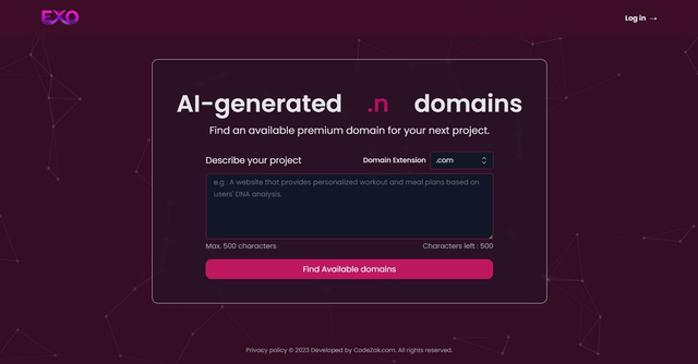 Exoname - Your AI-powered Domain Name Discovery Tool