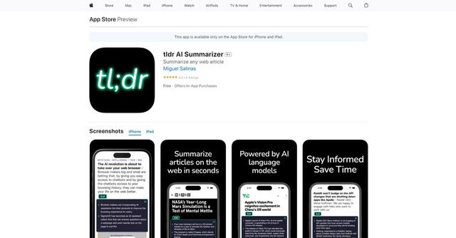 Tldr AI Summarizer - Smart reading companion, saving time and providing users with key insights.
