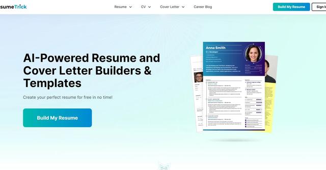 ResumeTrick - Customizable templates, an AI-powered assistant, and easy-to-use features for creating professional resumes and cover letters quickly.
