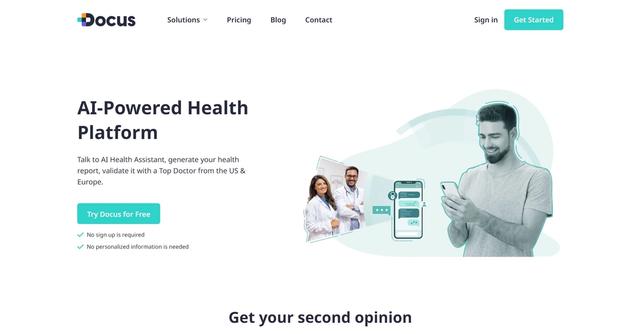 Docus - Providing personalized health insights, recommendations, and support based on your medical history, symptoms, and more.