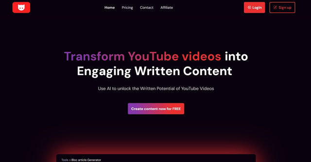 YT Copycat - Instantly convert YouTube videos into high-quality text content using AI.
