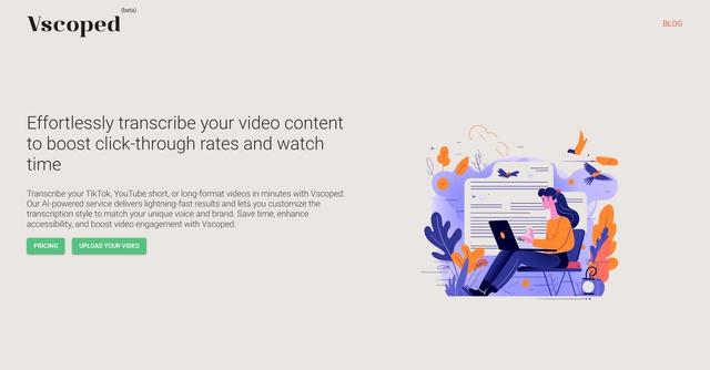 Vscoped - Quickly and accurately transcribe TikTok, YouTube short, or long-format videos.