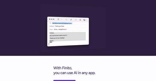 Finito AI - Elevate text with AI mastery—grammar correction, translation, ideas, and more.