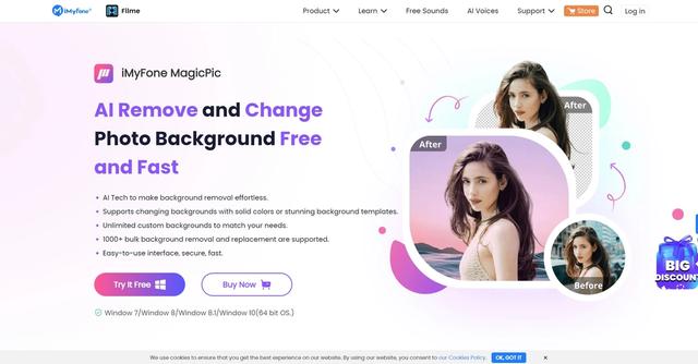 IMyFone - AI photo background remover and changer, revolutionizes background editing.