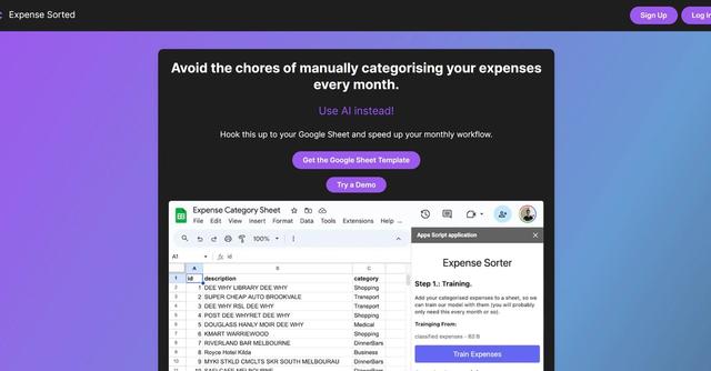 Expense Sorted - Automates the categorization of monthly expenses for users.