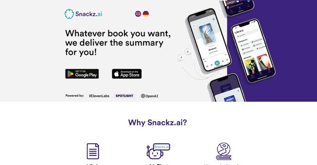 Snackz AI - Aims to make knowledge accessible to everyone and covers a wide range of topics, from psychology and entrepreneurship to personal development and leadership.