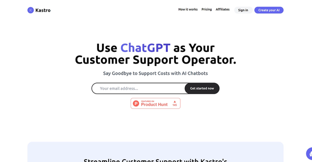 Kastro Chat - Elevate customer experience by offering a powerful ChatGPT chatbot for businesses.