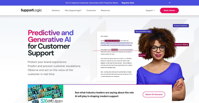 Supportlogic - Extract customer sentiment signals so you can predict and prevent escalations, reduce churn, and protect and grow revenue.