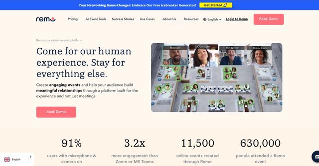 Remo - Remo is a virtual events platform designed to bring authentic online experiences to life.