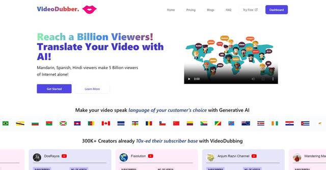 VideoDubber - Offers free video translation, dubbing, voice cloning, and text-to-speech services.