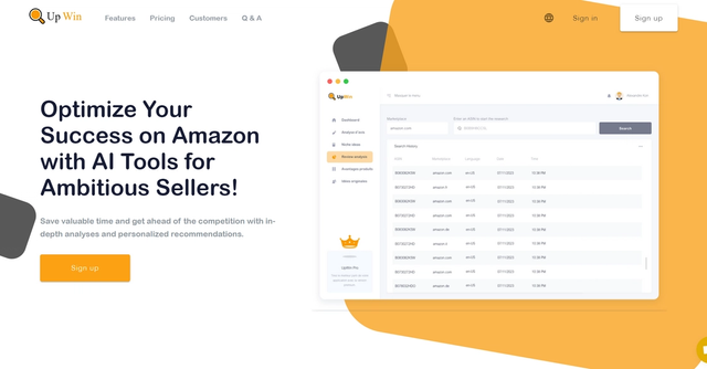 UpWin - Save valuable time and get ahead of the competition with in-depth analyses and personalized recommendations.