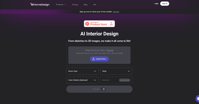 AI Home Design - Redesign your space effortlessly with a personalized, instant, 3-click process.