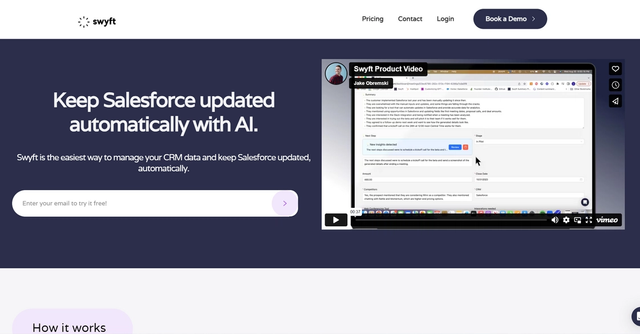 Swyft AI - Seamlessly integrates with Salesforce, takes notes during sales calls, generates summaries, lists next steps, and automatically updates relevant CRM fields.
