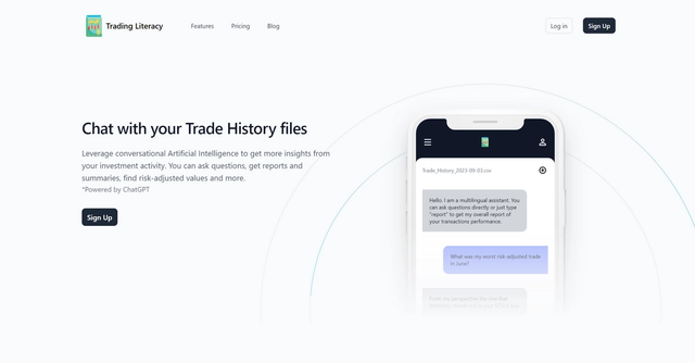 Trading Literacy - Leverage conversational Artificial Intelligence to get more insights from your investment activity.