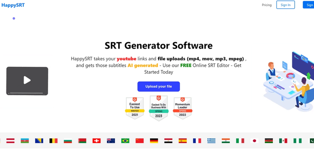 HappySRT - Generate SRT Files for youtube using AI Technology
