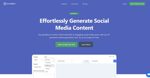Wordplus.ai - AI-Powered Social Media Content in Seconds