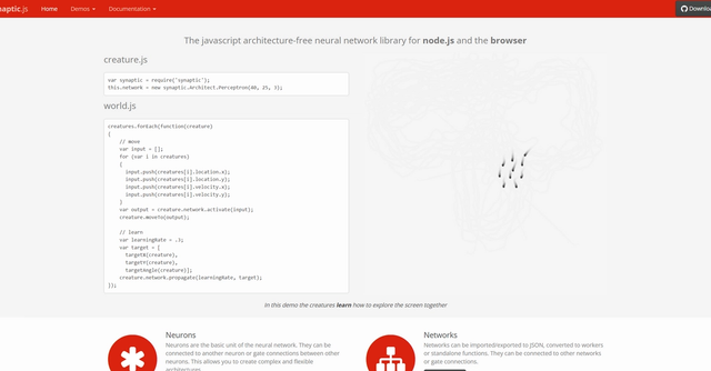 Synaptic.js - Javascript neural network library