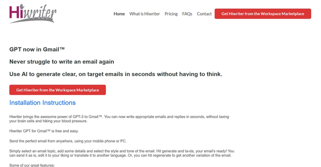 Hiwriter GPT for Gmail - Your emails will now write themselves. Use OpenAI's GPT-3 to generate appropriate emails quickly and effortlessly, without having to think.