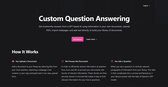 lxi.ai - lxi.ai is a custom question-answering tool that utilizes OpenAI's GPT model to provide accurate and reliable answers from a user's uploaded documents.