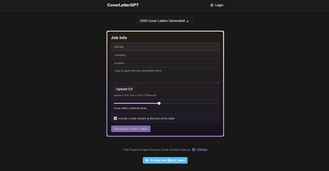 CoverLetterGPT - Generates job application letters.