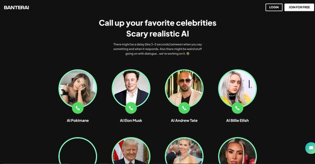 Banterai - Voice chat with celeb avatars for advice or casual chat.
