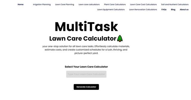 Lawn Care Calculator - Create Any Lawn Care Calculator with AI-based Universal Tool