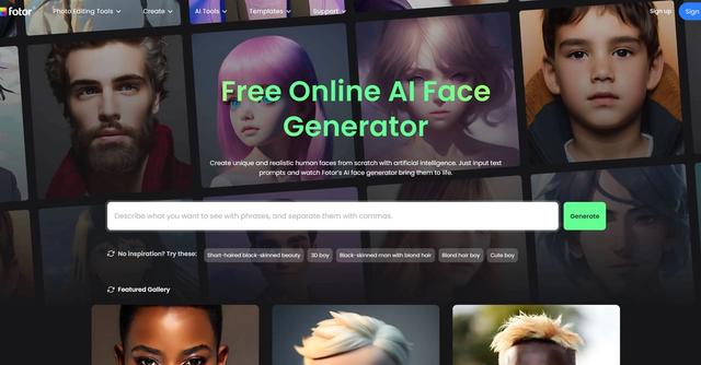 Fotor - Create fully customizable unique AI-generated faces with Fotor