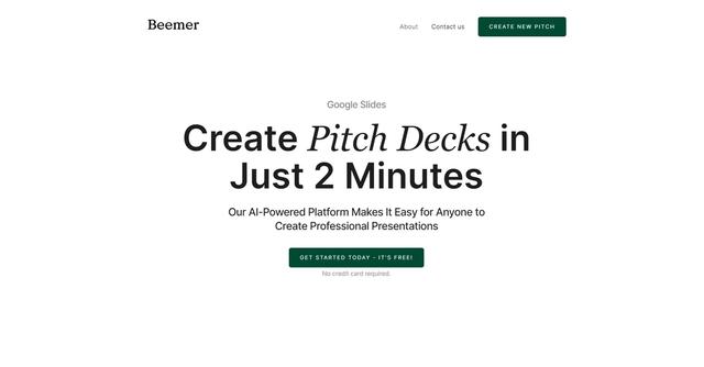 Beemer - Efficiently created startup pitch decks.