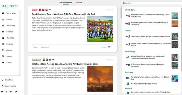 Current AI - Summarizes real-time news on diverse world events.