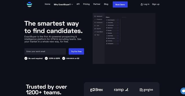 ExactBuyer - ExactBuyer is a business search platform that enables sales, recruiting, and marketing teams to find their perfect customers, ideal hires, partners, or acquisition targets by searching the way they speak.
