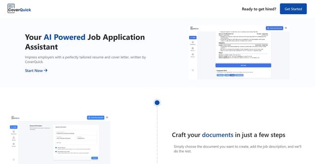 CoverQuick - CoverQuick is a job application assistant that helps job seekers create personalized and impressive resumes and cover letters.