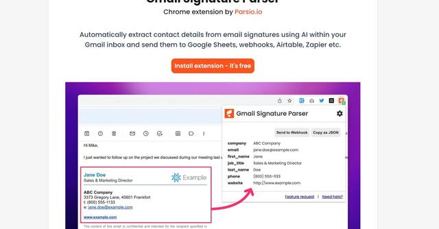 Gmail Signature Parser - Extract contact details from Gmail signatures with AI.