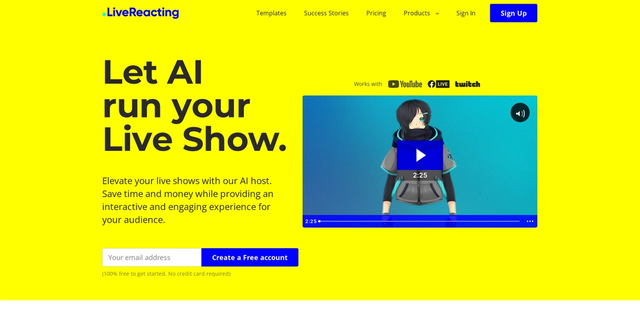 LiveReacting AI - AI host elevates live shows, saving time & money while engaging audiences.