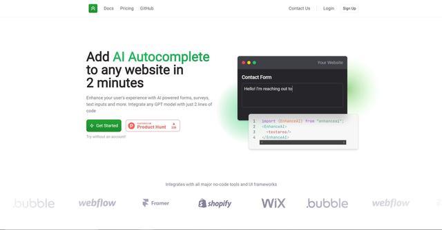 EnhanceAI - Autocompleted website inputs with suggestions.