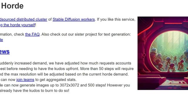 Stable Horde - Crowdsourced cluster of Stable Diffusion workers.