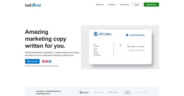 Tailwind - Instant marketing copy generator for small businesses.