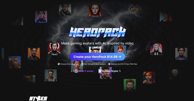 HeroPack - HeroPack is an AI-generated profile picture generator that offers users a collection of avatars inspired by video games.
