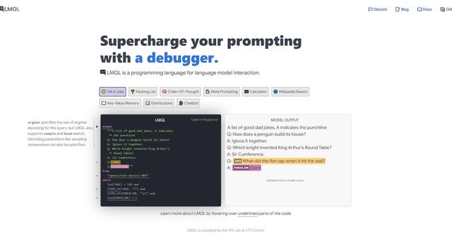 LMQL - Natural language querying for large models.
