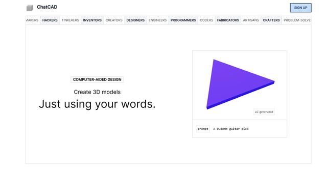 ChatCAD - AI-powered app enabling easy creation of 3D models through natural language communication.