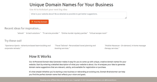 Domain Brainstormer - AI-powered domain name generator