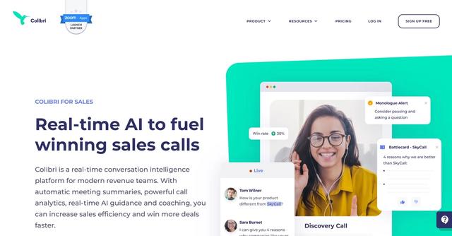 Colibri - Optimized real-time sales call assistance.