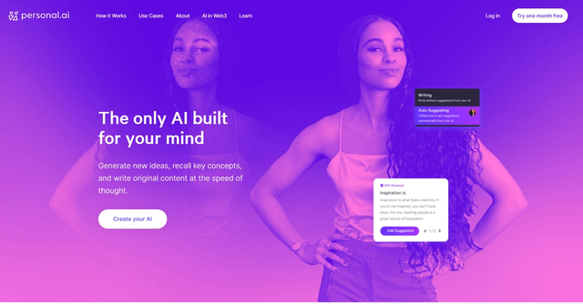 Personal.ai - Generate ideas, recall concepts, catalog ideas and store knowledge.