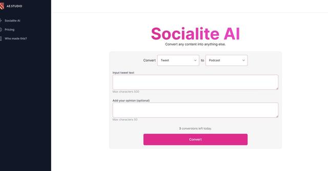 Socialite AI - Convert any content into anything else.