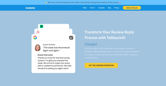 Talkback AI - Respond to reviews with AI