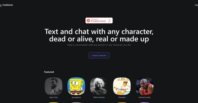 ChatGenie - Chat with fictional characters on a platform.