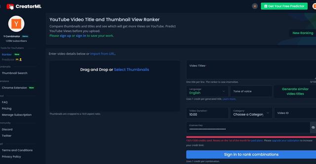 CreatorML - CreatorML is an AI tool designed for YouTubers to predict and optimize the visibility of their video content.