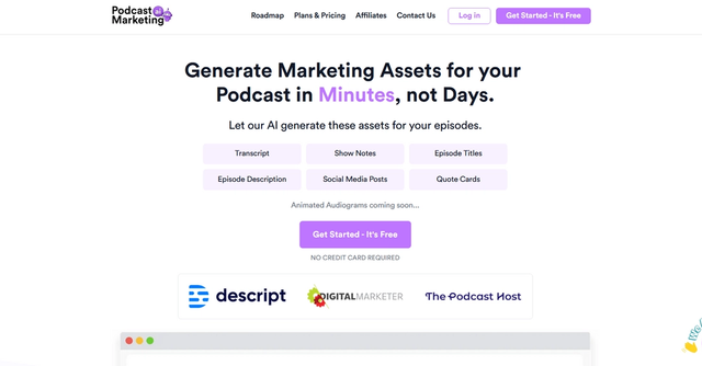 Podcast Marketing AI - Generate Marketing Assets for your Podcast in Minutes, not Days.